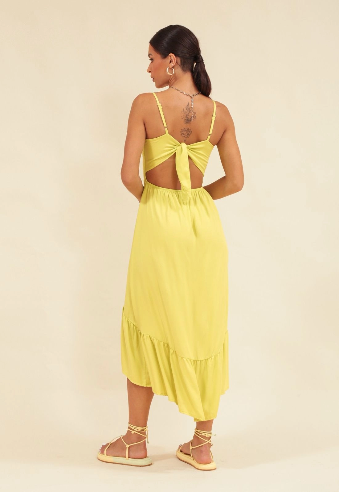 Vestido Viscose Alça Nó Costas