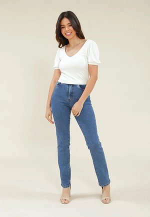 Calça Jeans Reta Com Elastano Básica