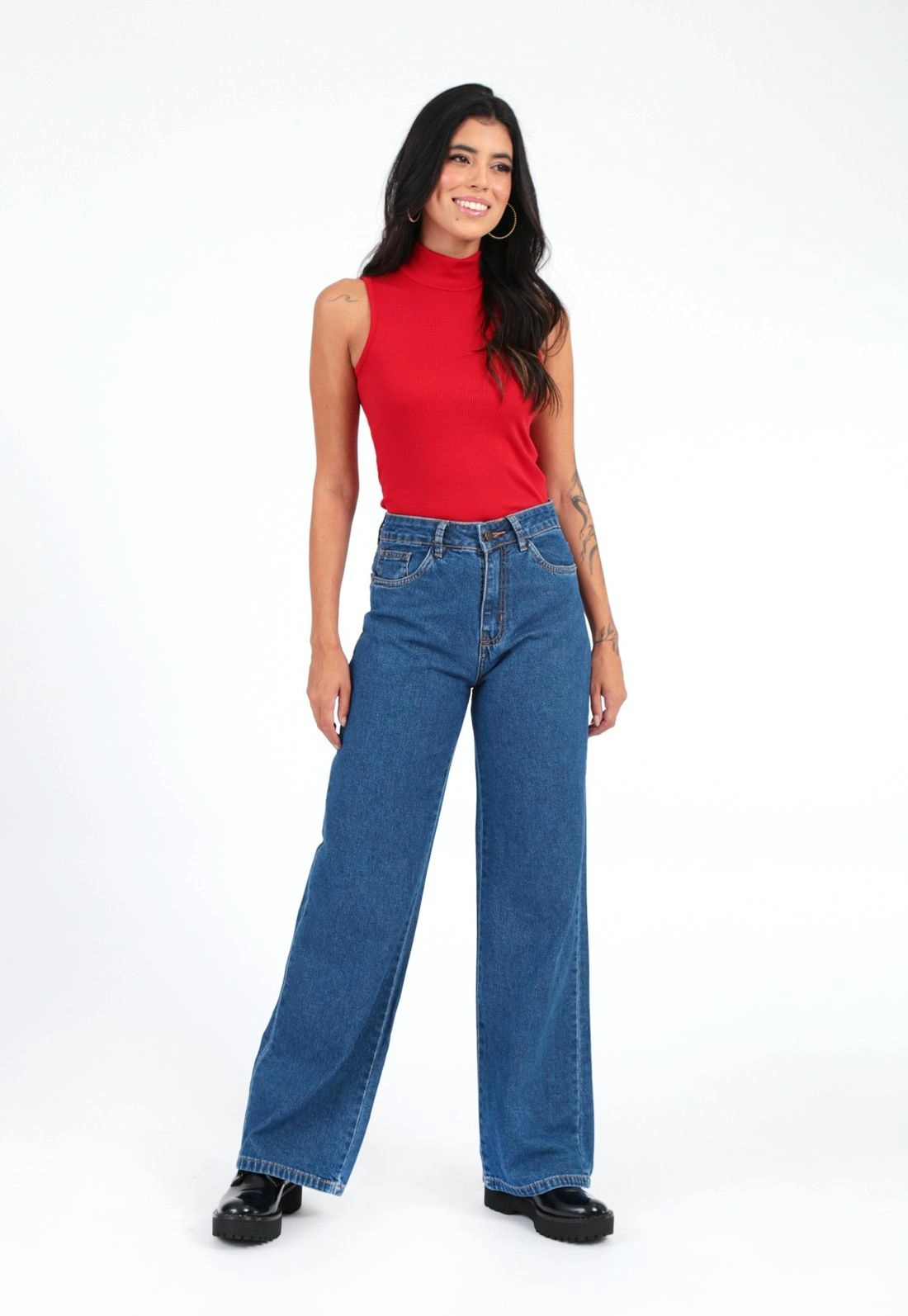 Calça Jeans Wide Leg Escuro