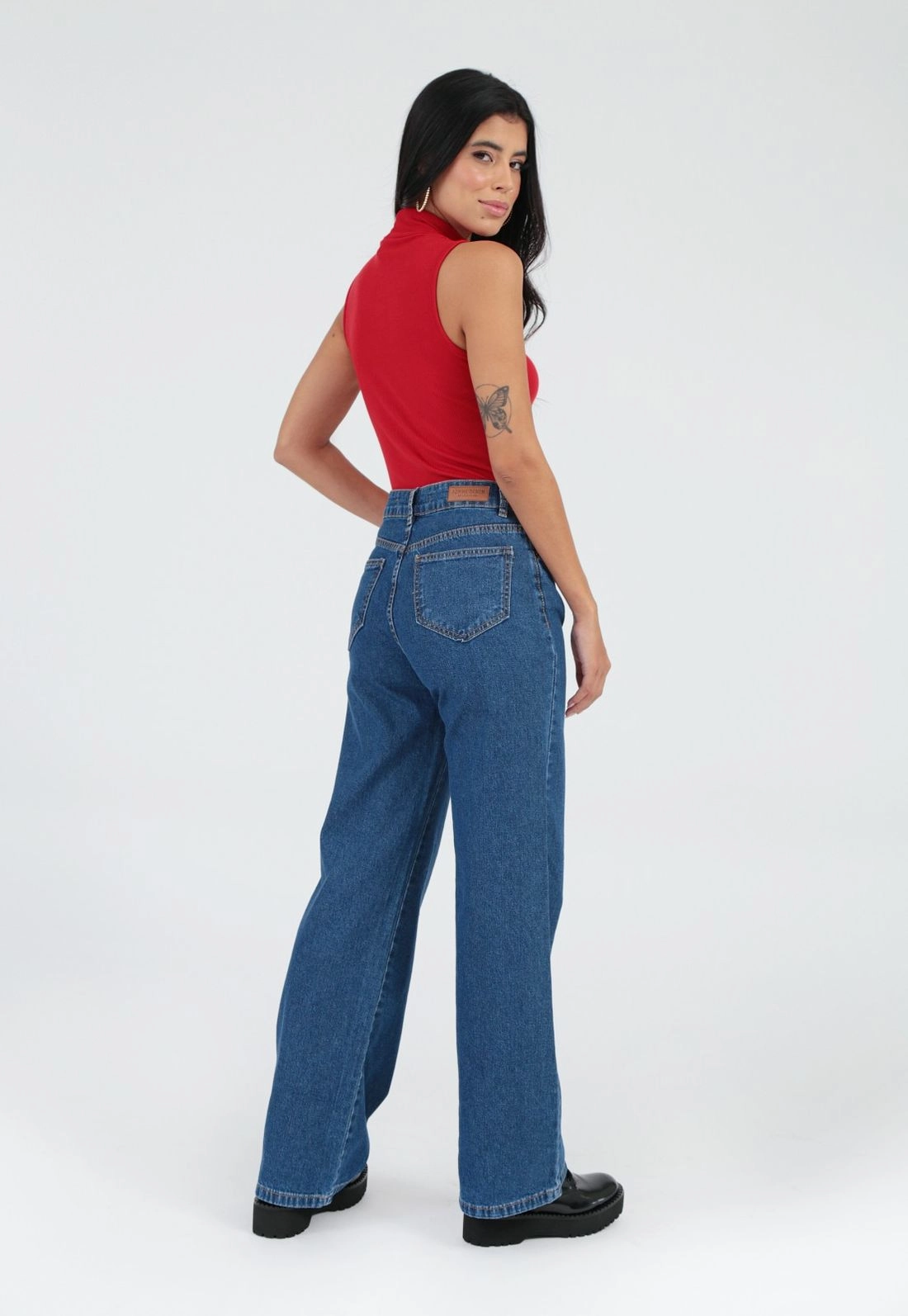 Calça Jeans Wide Leg Escuro