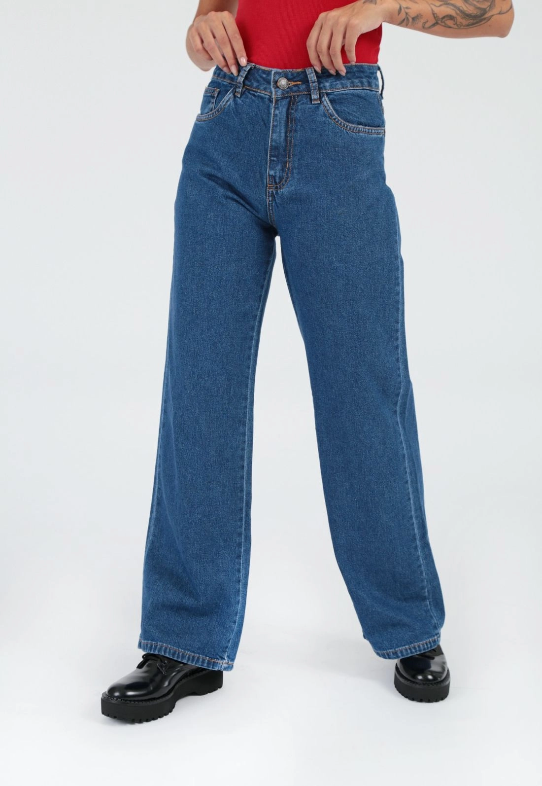Calça Jeans Wide Leg Escuro