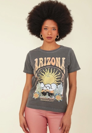 Camiseta Em M/M Estonada Manga Curta Com Silk Arizona