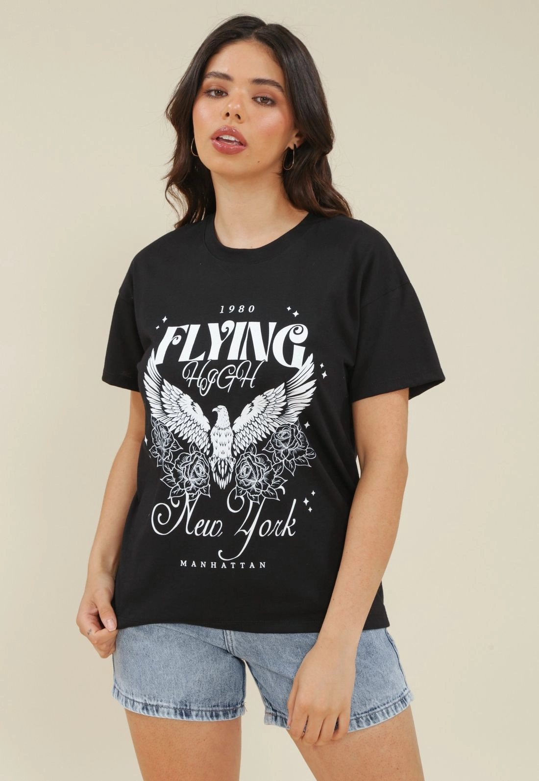 T-Shirt Em Meia Malha Com Silk High