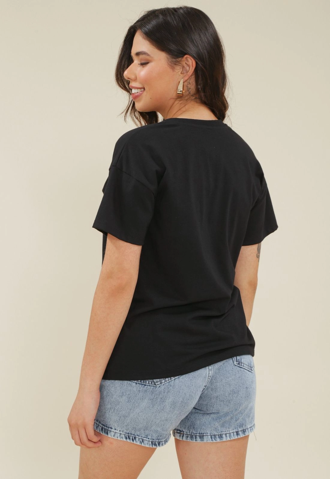 T-Shirt Em Meia Malha Com Silk High