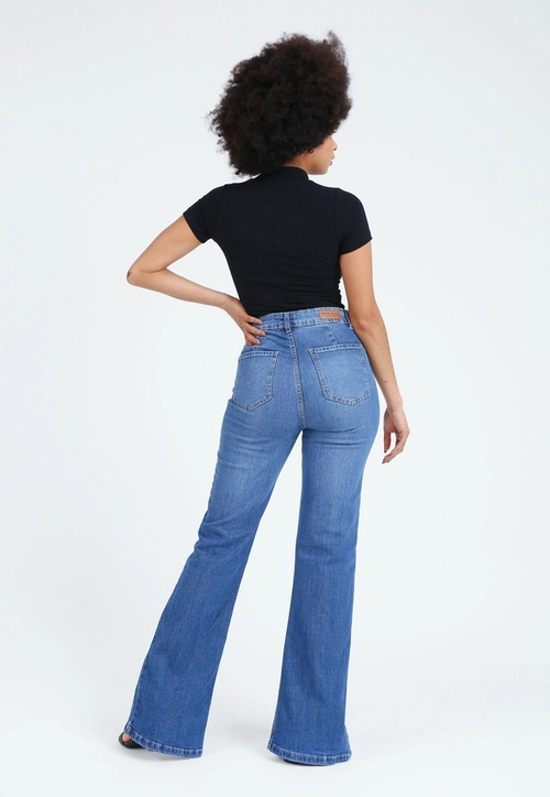 Calça Jeans Lycra Fenda Frente