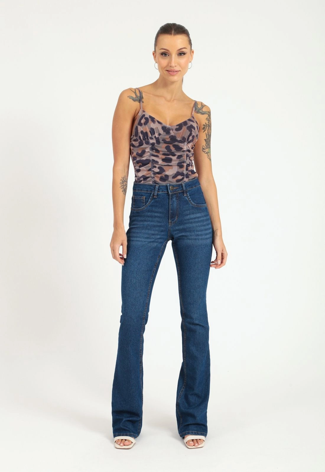 Calca Flare Jeans Escuro
