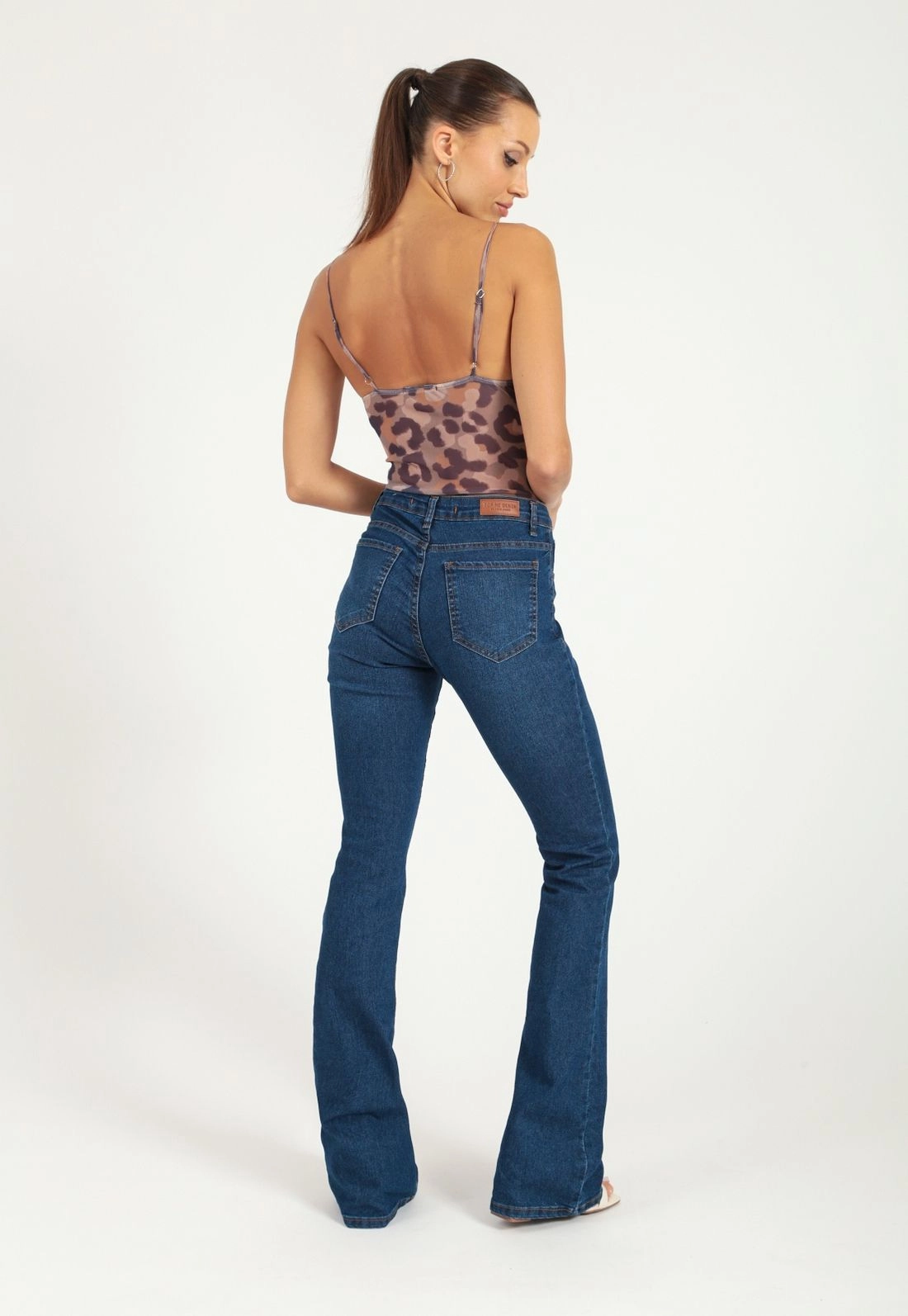Calca Flare Jeans Escuro