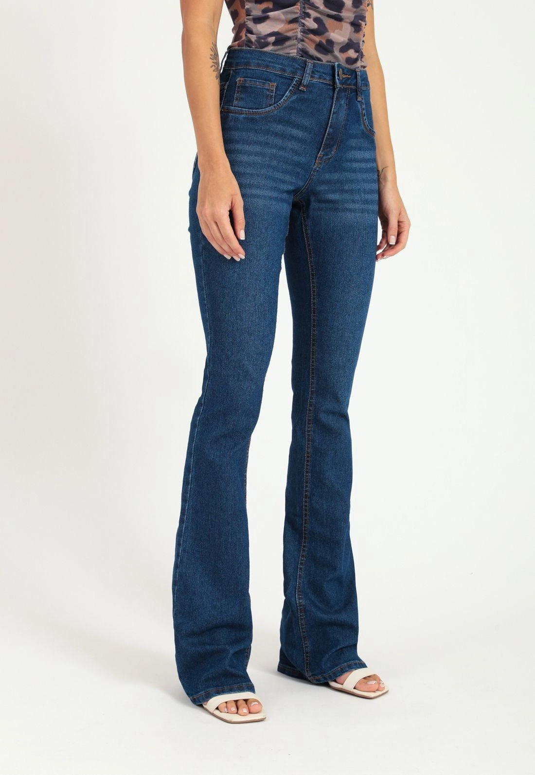 Calca Flare Jeans Escuro
