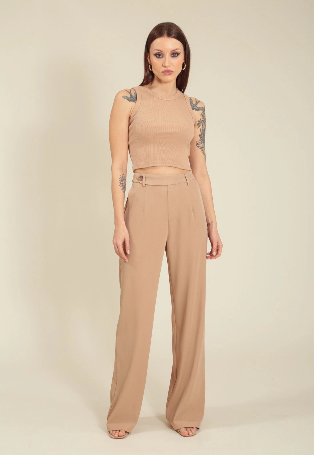 Calça Crepe Wide Leg Cós Transpasse