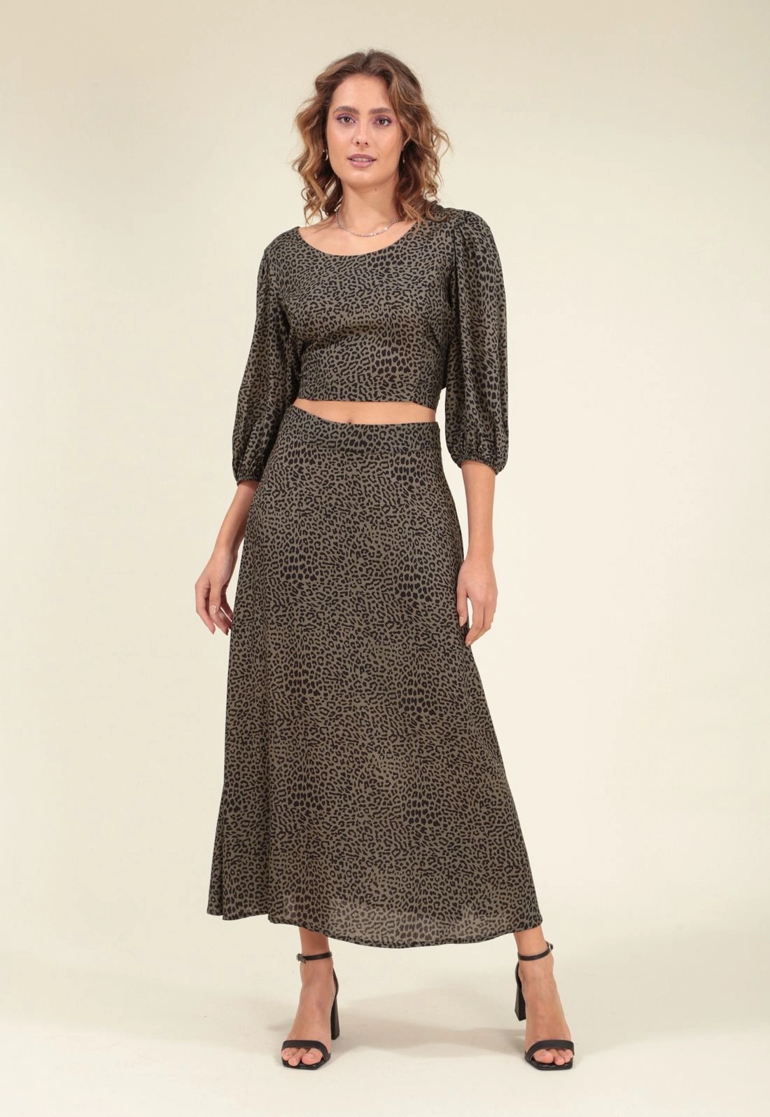 Saia Midi Viscose Animal Print