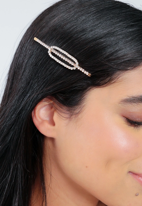 Grampo De Cabelo Oval Com Strass