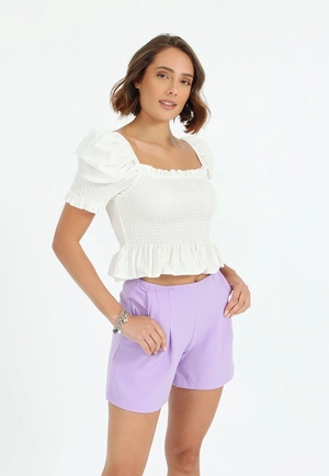 Blusa Tricoline Manga Curta
