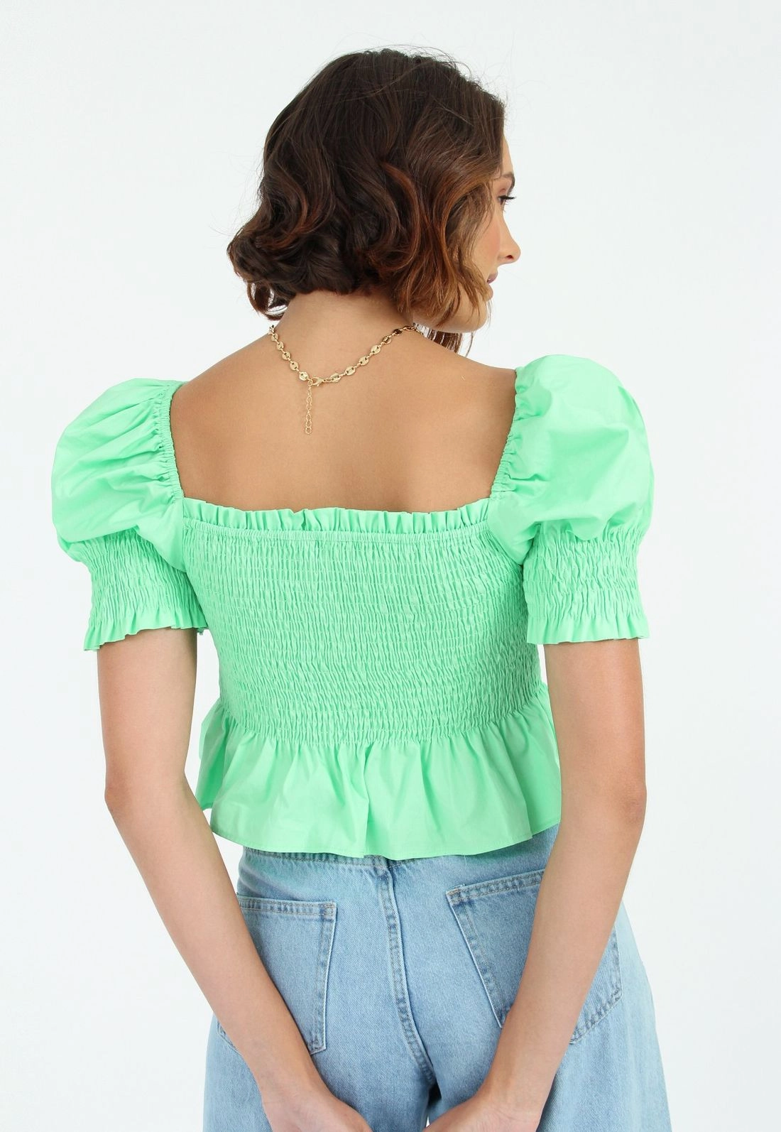 Blusa Tricoline Manga Curta