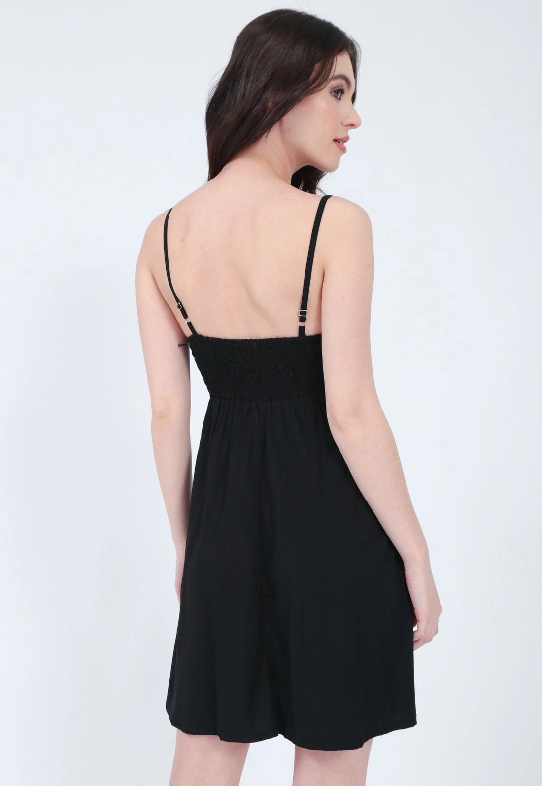 Vestido Viscolinho Curto Alça Puxador