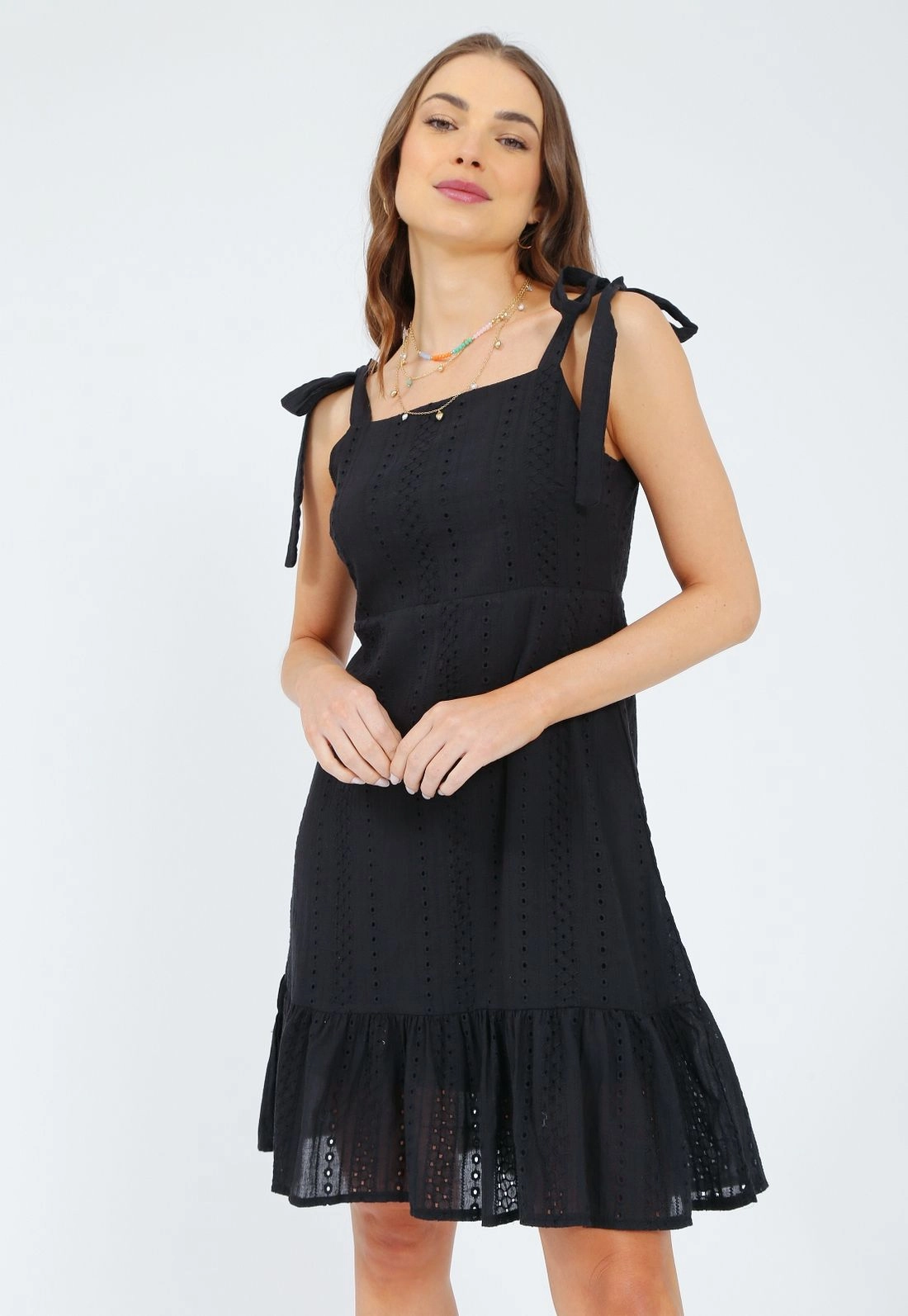 Vestido Lasie Alça Recorte Babado