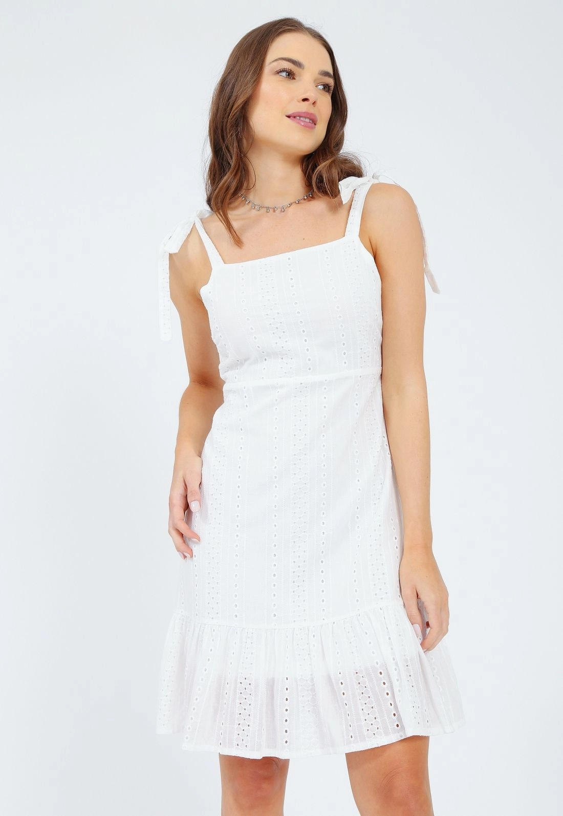 Vestido Lasie Alça Recorte Babado