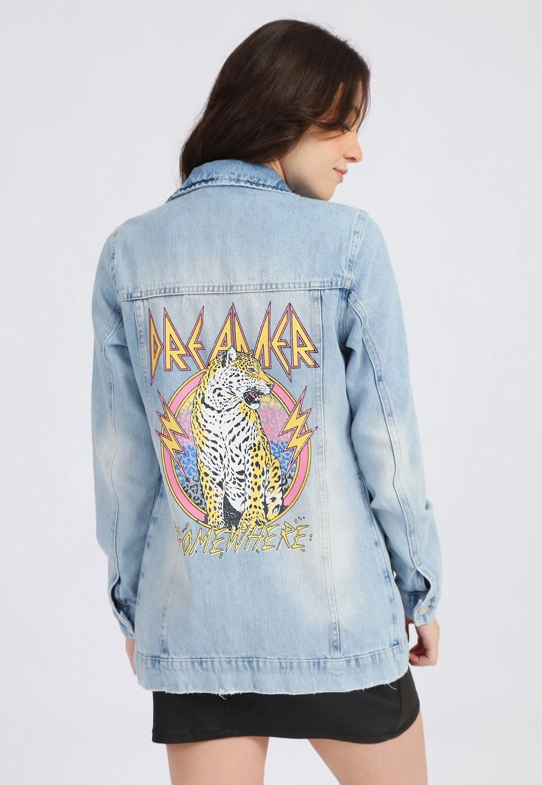 Jaqueta Jeans Estampa Tigre