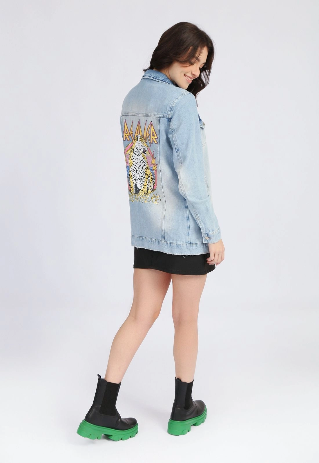 Jaqueta Jeans Estampa Tigre