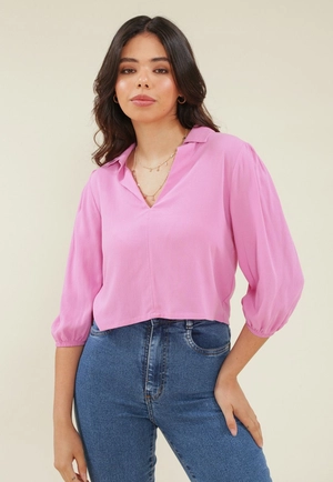 Blusa Crepe Gola Manga 7/8