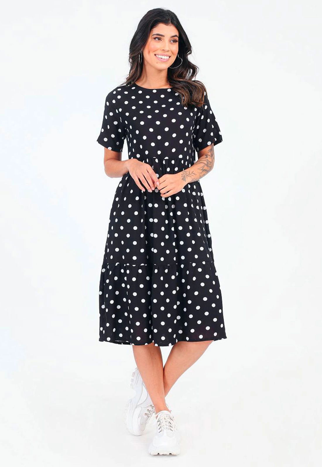 Vestido Manga Curta Babados Marias