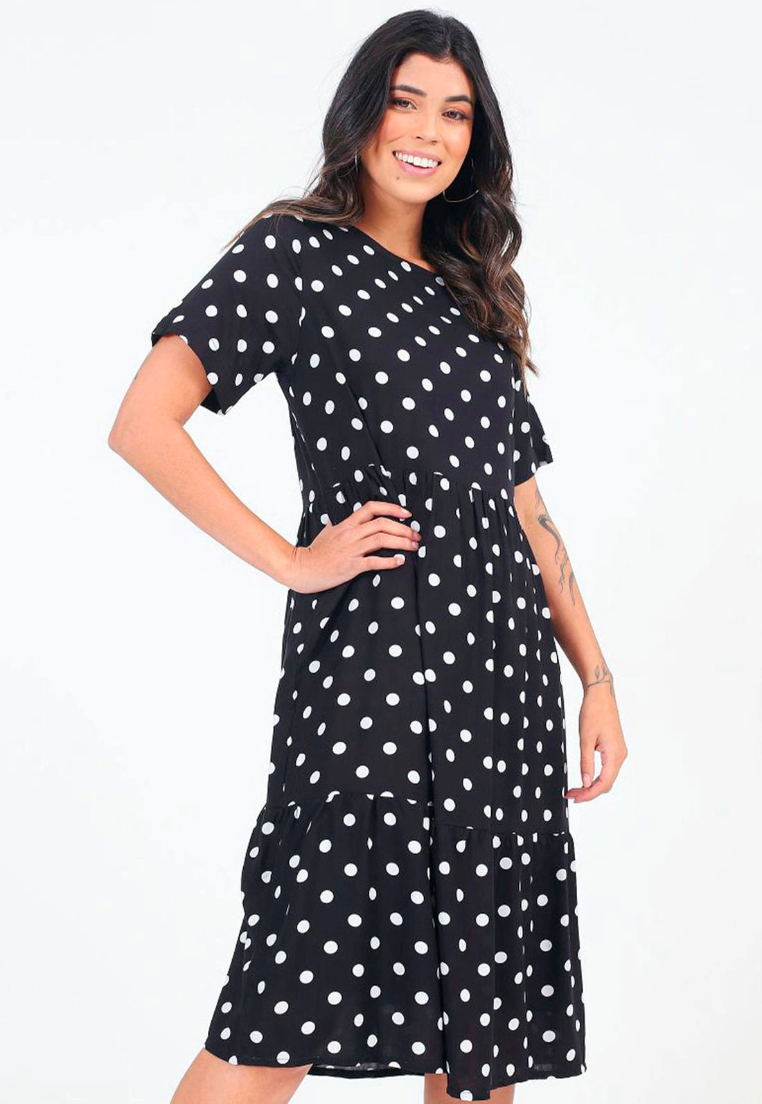 Vestido Manga Curta Babados Marias