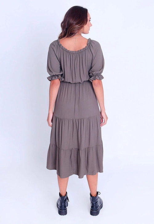 Vestido Viscose Midi Camadas
