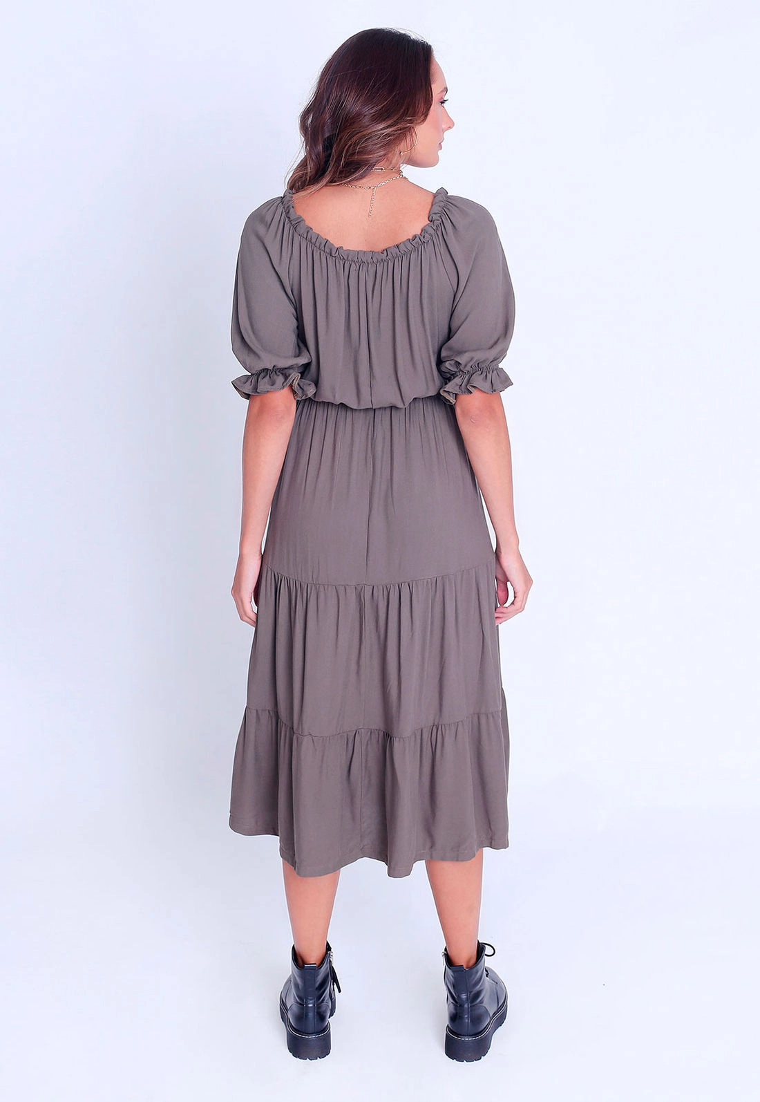 Vestido Viscose Midi Camadas