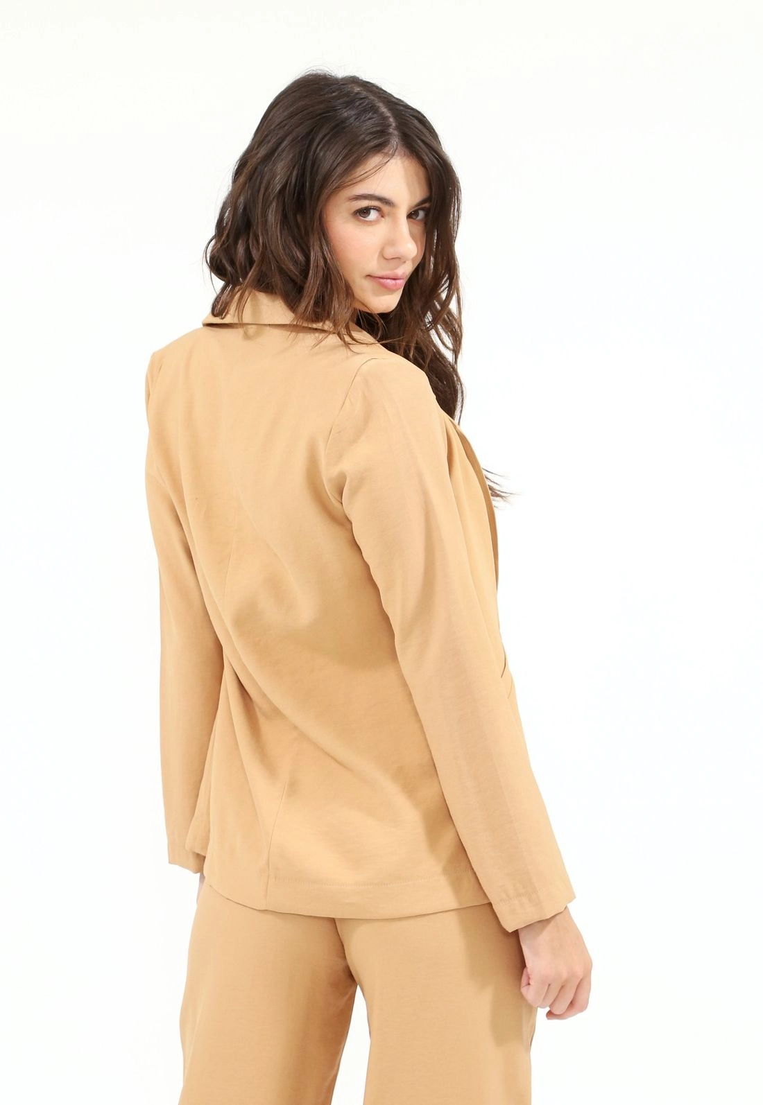 Blazer Crepe Manga Longa Botão