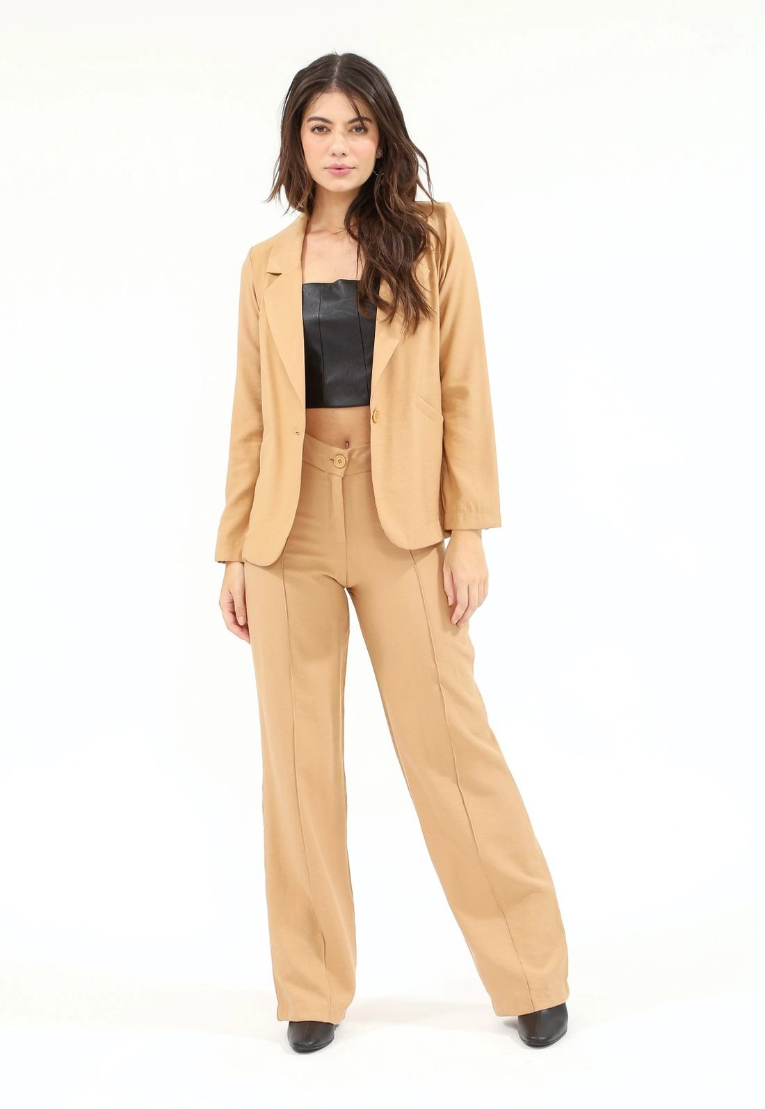 Blazer Crepe Manga Longa Botão