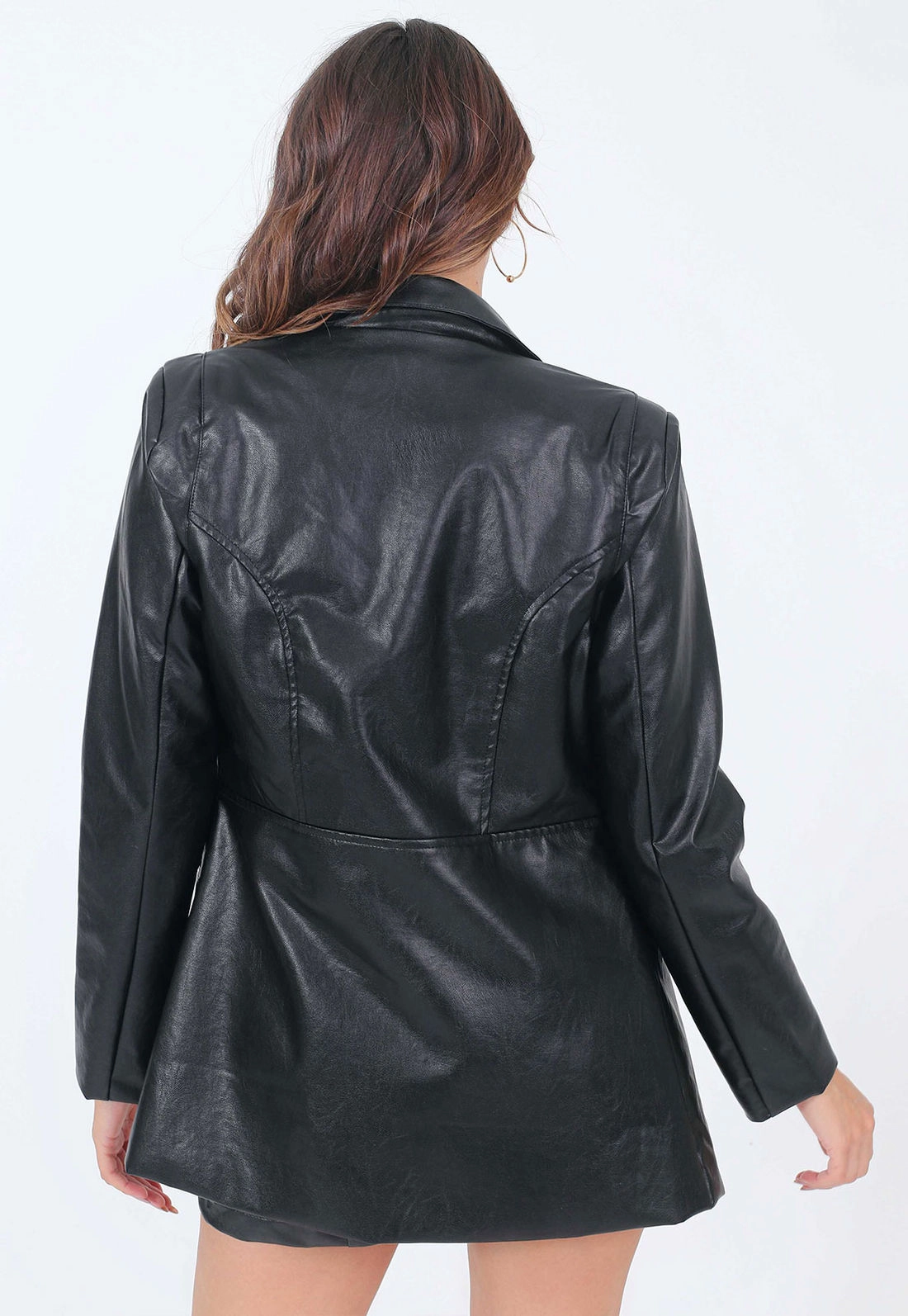 Blazer Alongado Couro Sintético