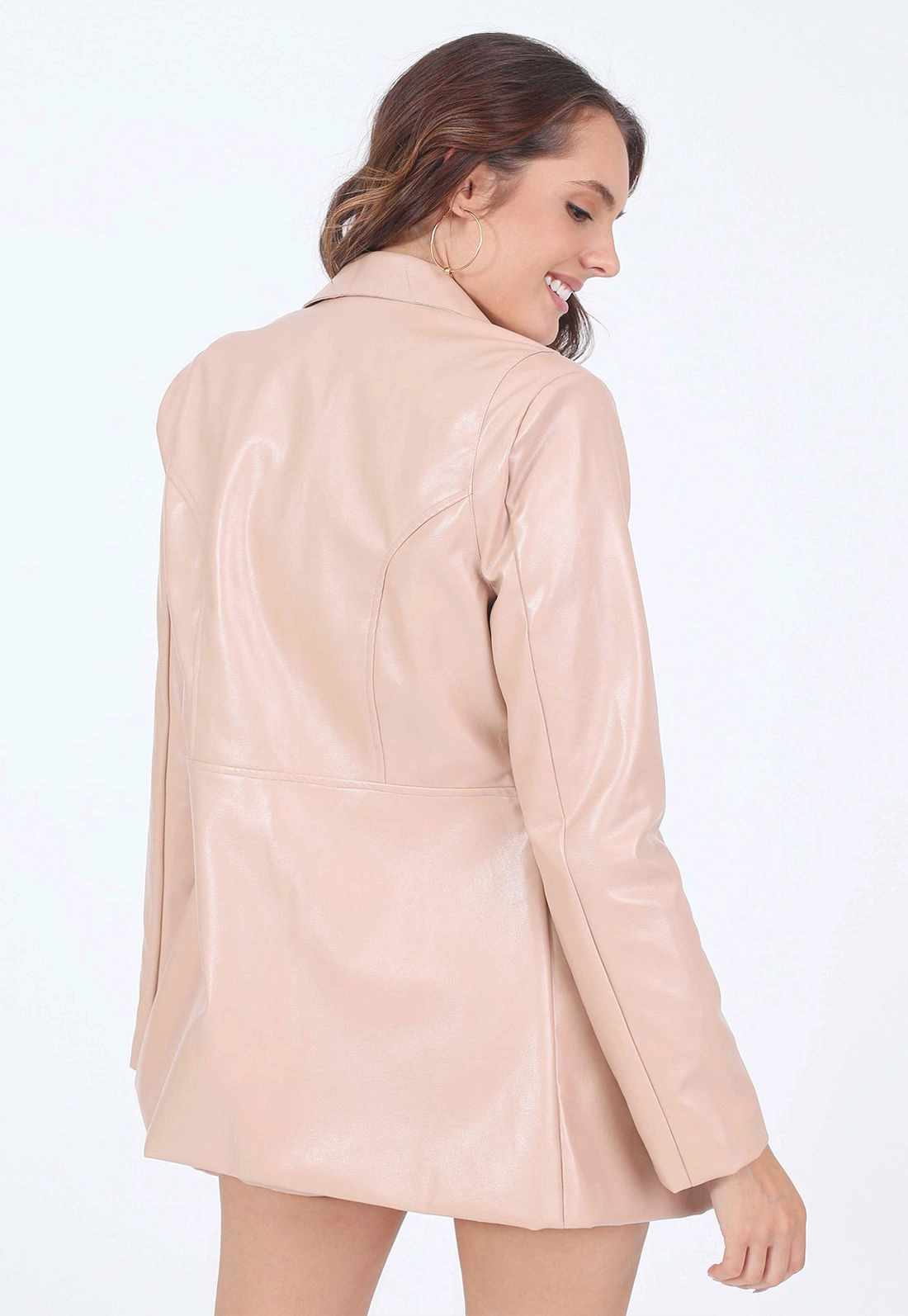 Blazer Alongado Couro Sintético