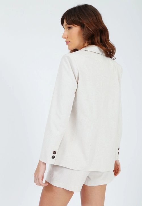 Blazer Linho Manga Longa Bolso