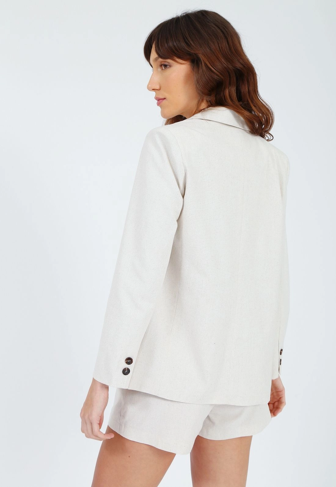Blazer Linho Manga Longa Bolso