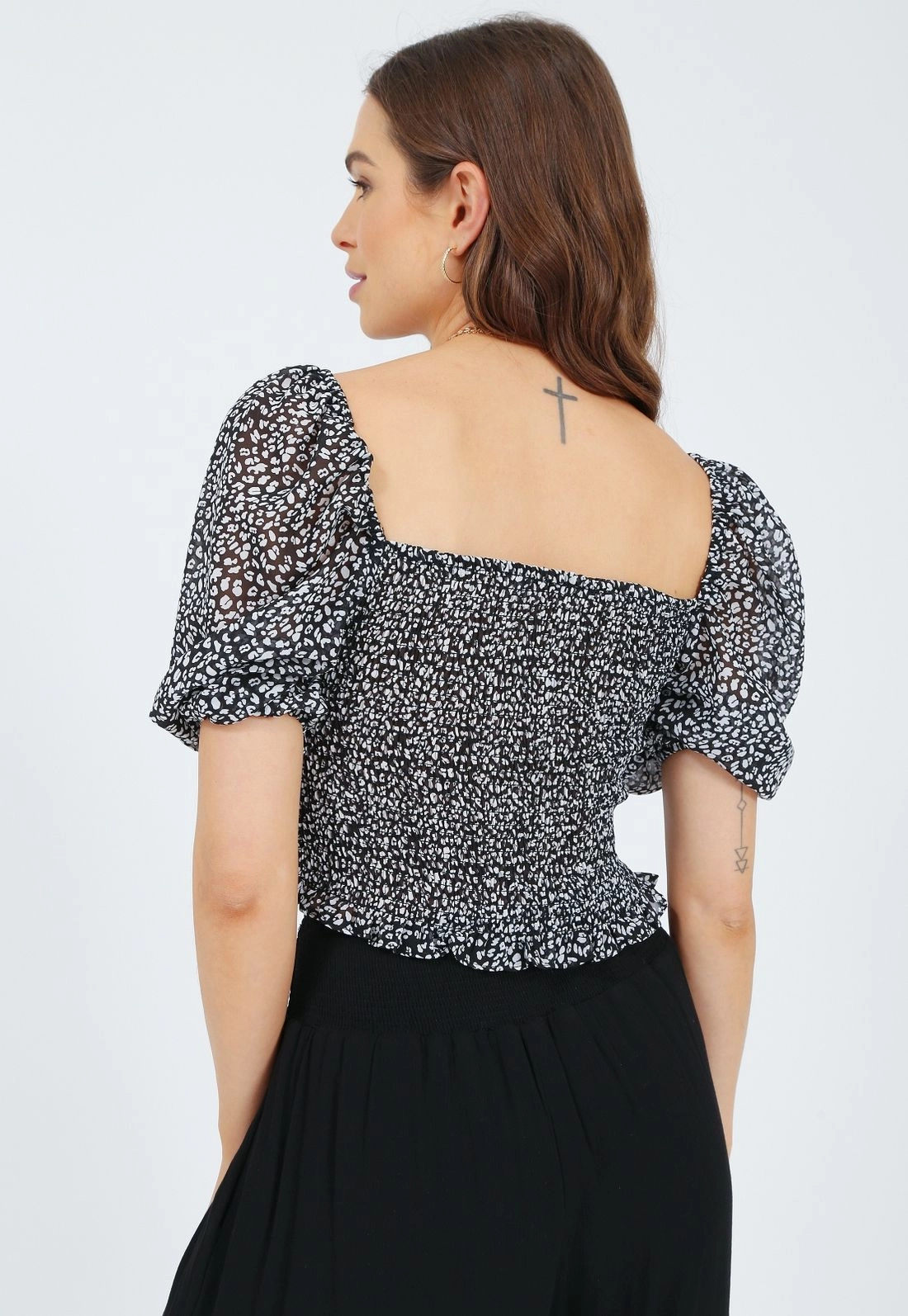 Blusa Chiffon Manga Curta Elastex