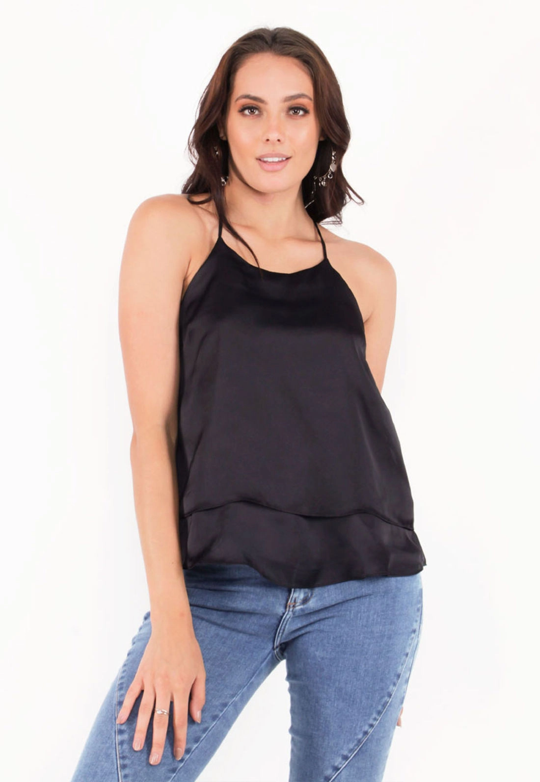 Blusa Cetim Alça Babado