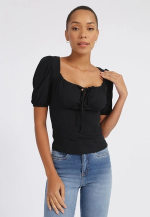 Blusa Canelada Busto Franzido