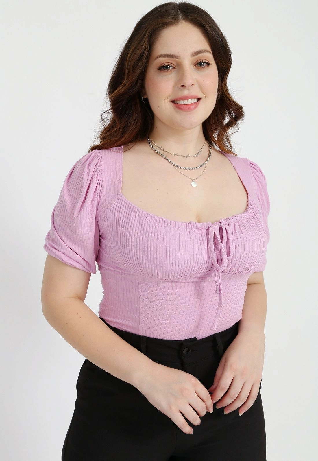 Blusa Canelada Busto Franzido