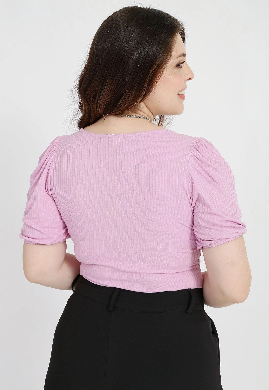 Blusa Canelada Busto Franzido