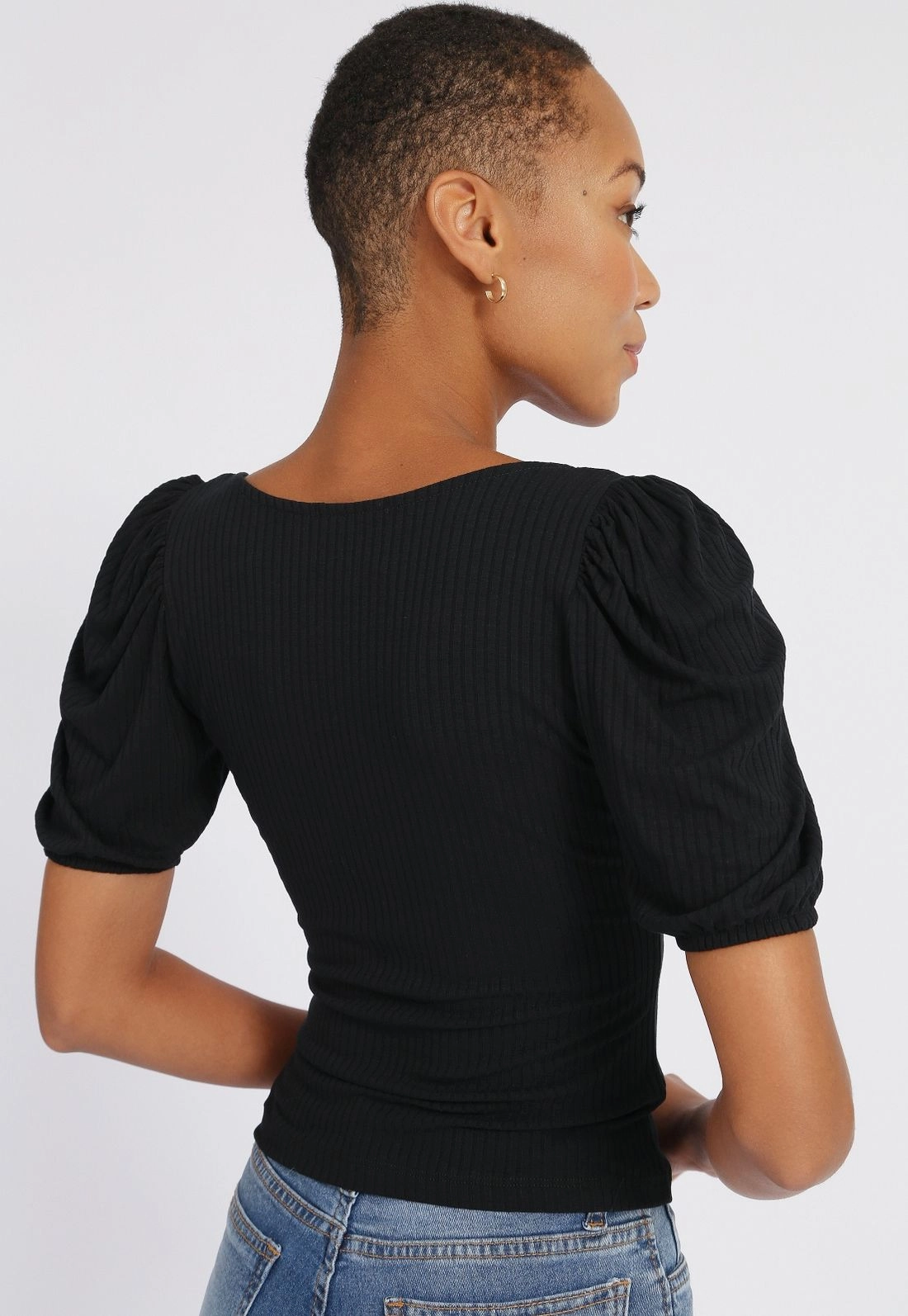 Blusa Canelada Busto Franzido