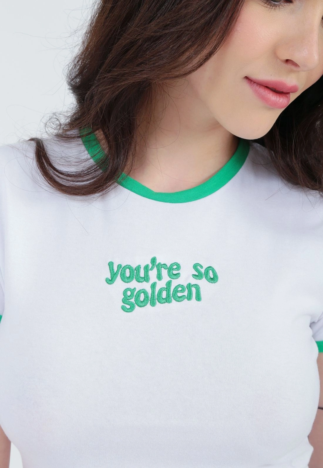 Blusa Cotton Cropped Bordado Viés