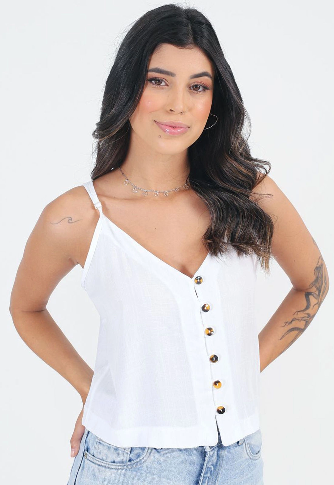 Blusa Alça Botões