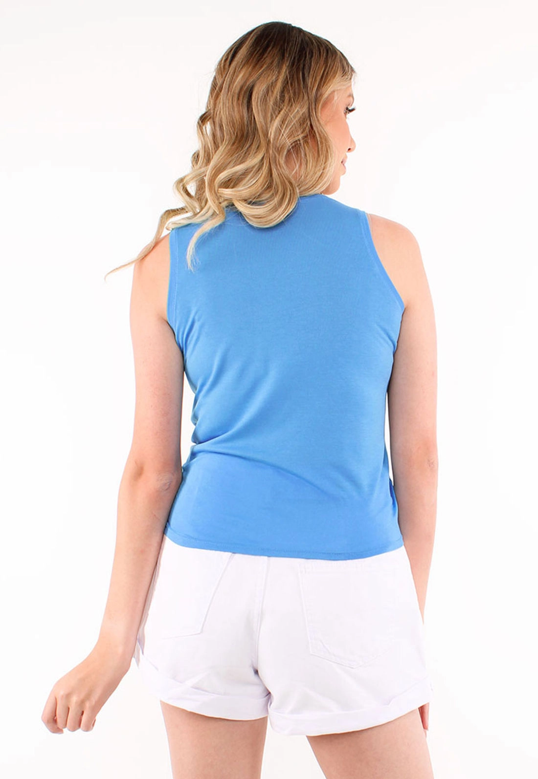 Blusa Sem Mangas Decote V Nó Frontal