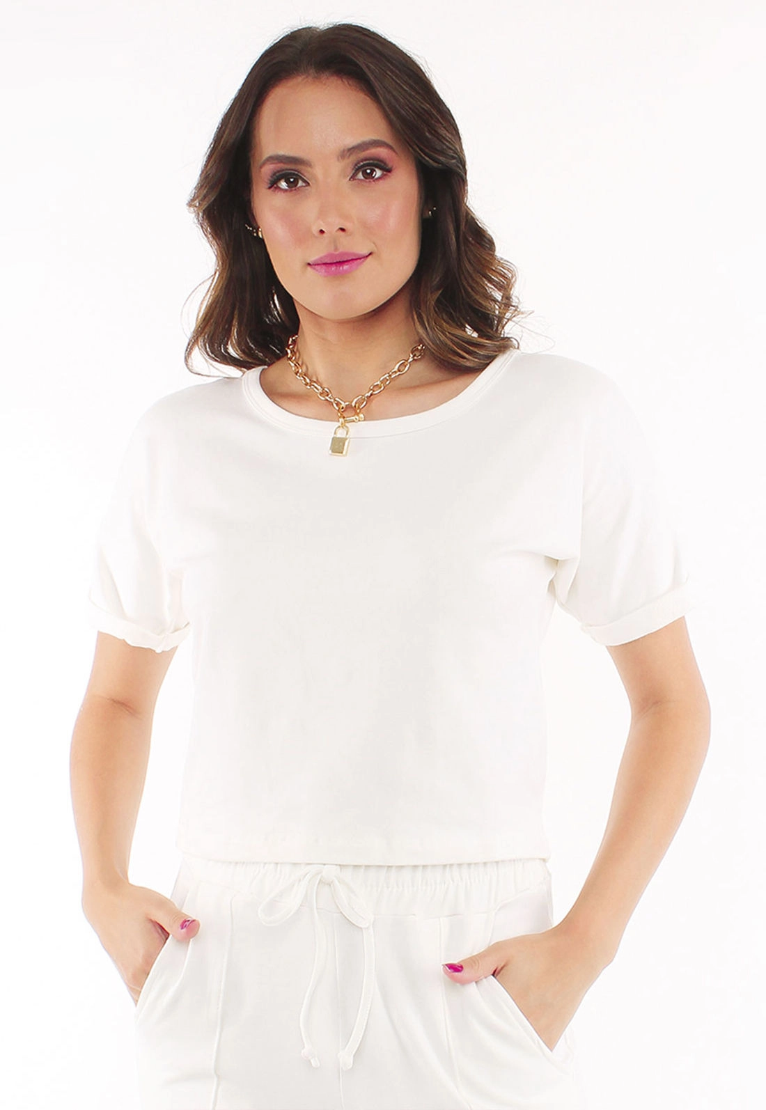 Blusa Manga Curta Dobrada