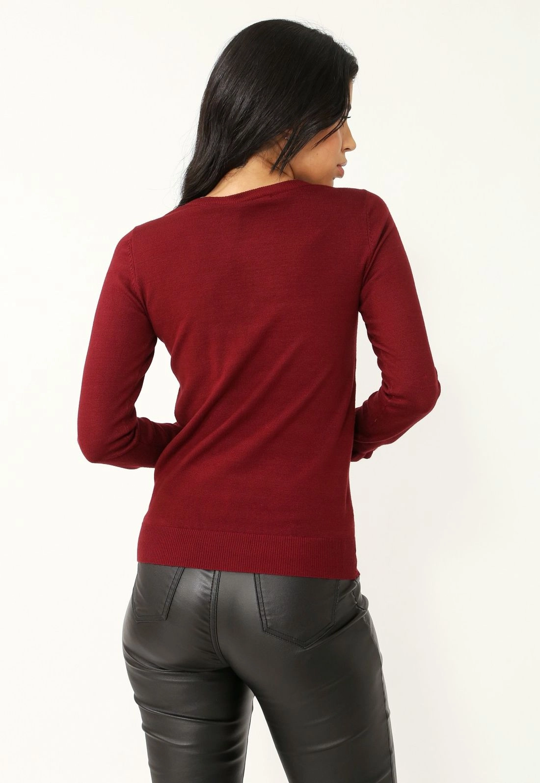 Blusa Tricô Manga Longa Babado Perola