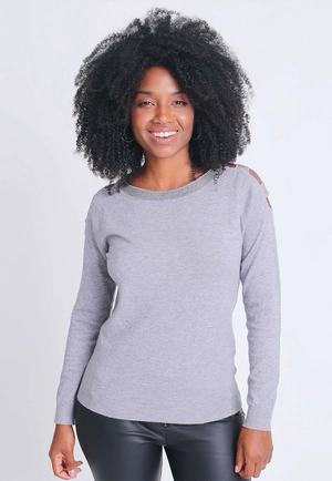 Blusa Tricô Ombro Vazado