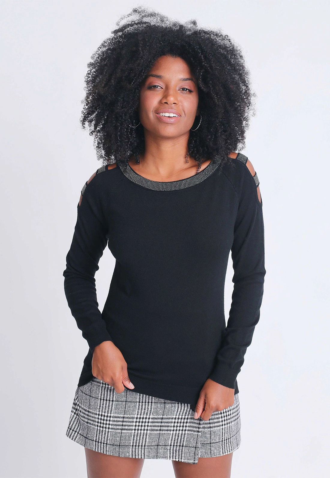 Blusa Tricô Ombro Vazado