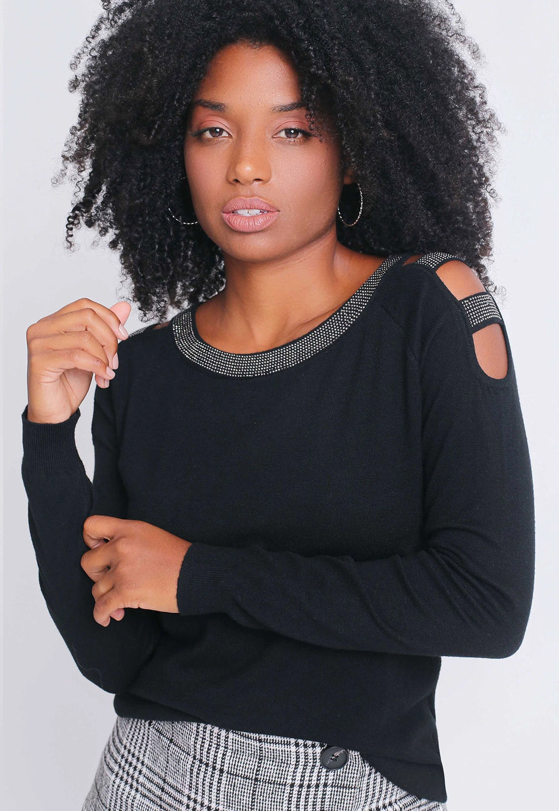Blusa Tricô Ombro Vazado