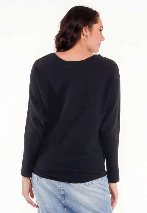 Blusa Tricô Aplique Frontal