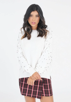 Blusa Tricô Manga Longa Aplique