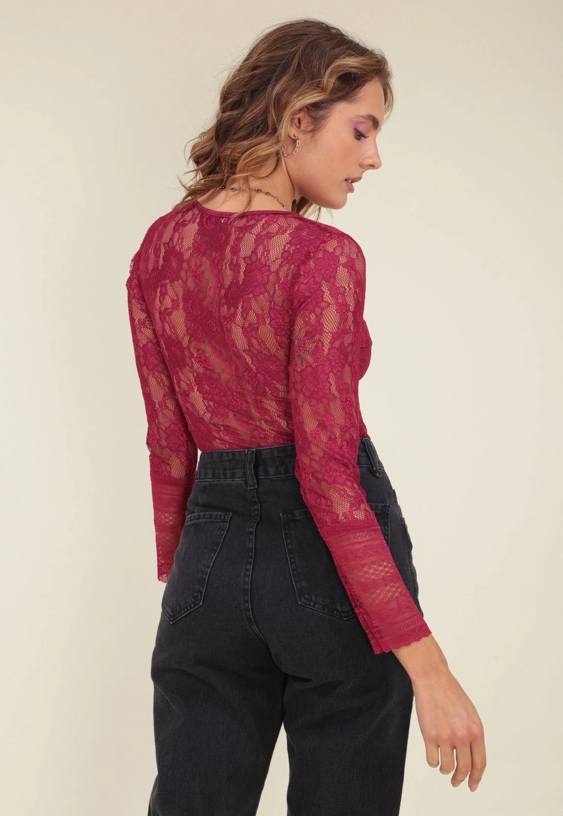 Body Tule Manga Longa Renda g